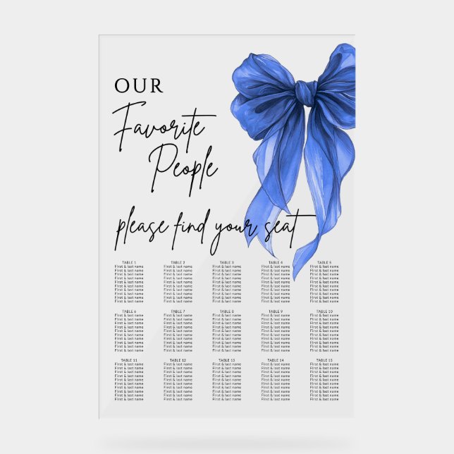 Panneau En Acrylique Our Favorite People Bow Wedding Seating Chart (Recto)