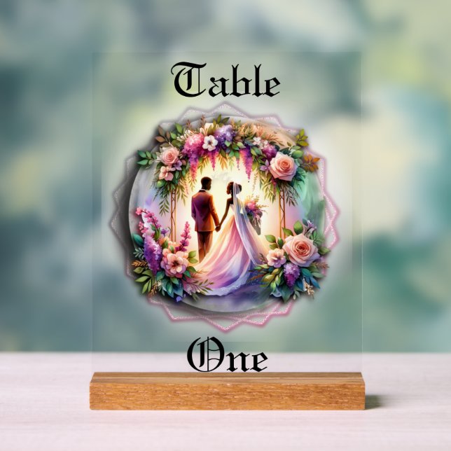 Panneau En Acrylique Our Love Reaches The Moon Wedding Table Number (Neutre)