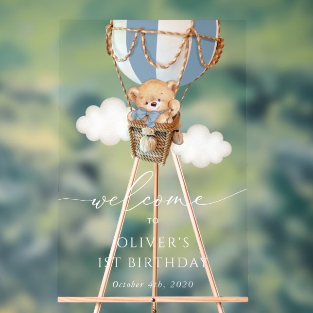 Panneau En Acrylique Ours, Blue Hot Air Ballotte, accueil pour le premi (Neutre)