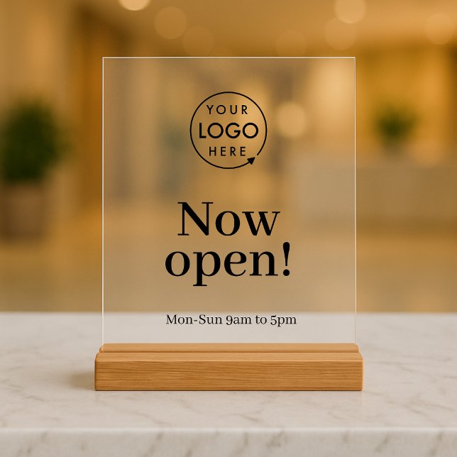Panneau En Acrylique Ouvrir | Logo des horaires d'ouverture de l'entrep (Créateur téléchargé)