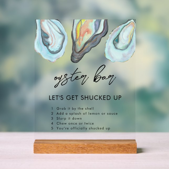 Panneau En Acrylique Oyster Bar Coastal Seaside Wedding Sign, (Neutre)