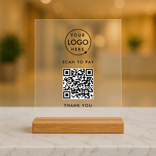 Panneau En Acrylique Paiement de code QR   Analyse sans contact du logo