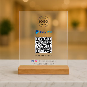 Panneau En Acrylique Paiement du code QR Paypal Analyser pour payer l