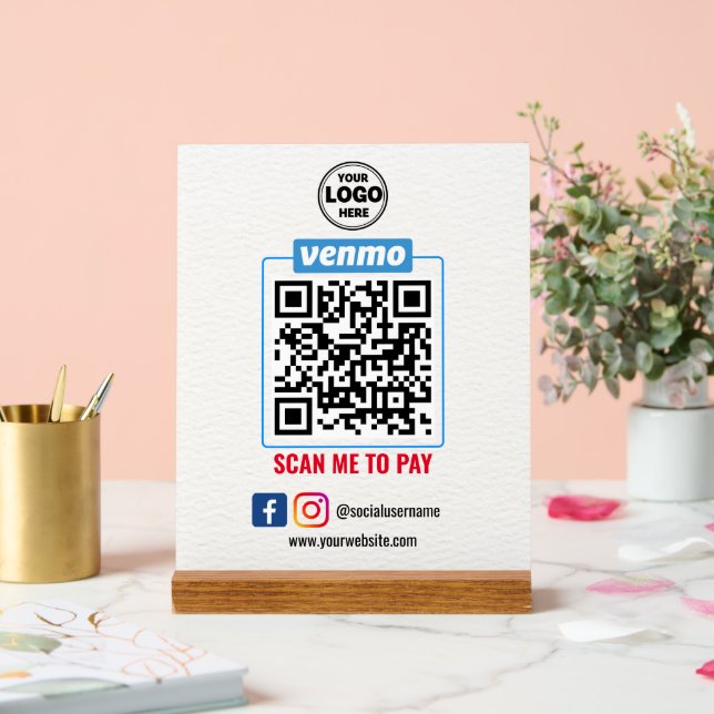 Panneau En Acrylique Paiement du code QR Venmo | Analyse de la masse po (Mariage)