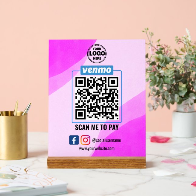 Panneau En Acrylique Paiement du code QR Venmo | Analyse de la masse po (Mariage)