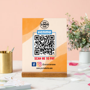 Panneau En Acrylique Paiement du code QR Venmo   Analyse de la masse po