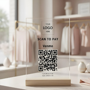 Panneau En Acrylique Paiement sans contact Code QR Logo d'entreprise Ac