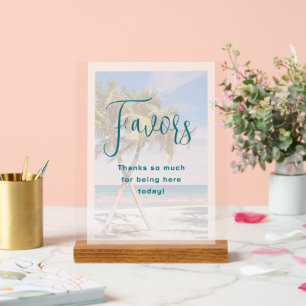 Panneau En Acrylique Palmiers Réception De Mariage Tropicale Faveurs