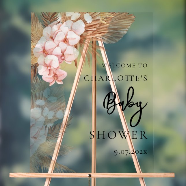 Panneau En Acrylique Pampas Grass rose Baby shower Floral Accueil (Neutre)