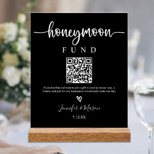 Panneau En Acrylique Pancarte Cadeau de Lune de Miel, Code QR Vœu Lune 
