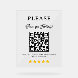 Panneau En Acrylique Pancarte d'affichage de code QR pour laisser un av