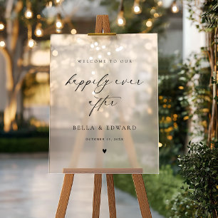 Panneau En Acrylique Pancarte de bienvenue de mariage 'Heureux pour tou