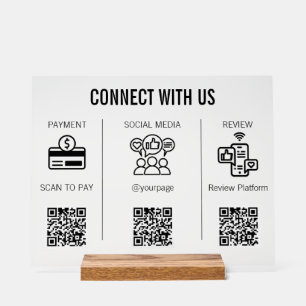 Panneau En Acrylique Pancarte de table en acrylique QR Code 3 en 1 Mini