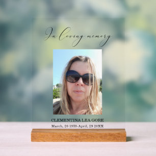 Panneau En Acrylique Pancarte de table photo en souvenir affectueux