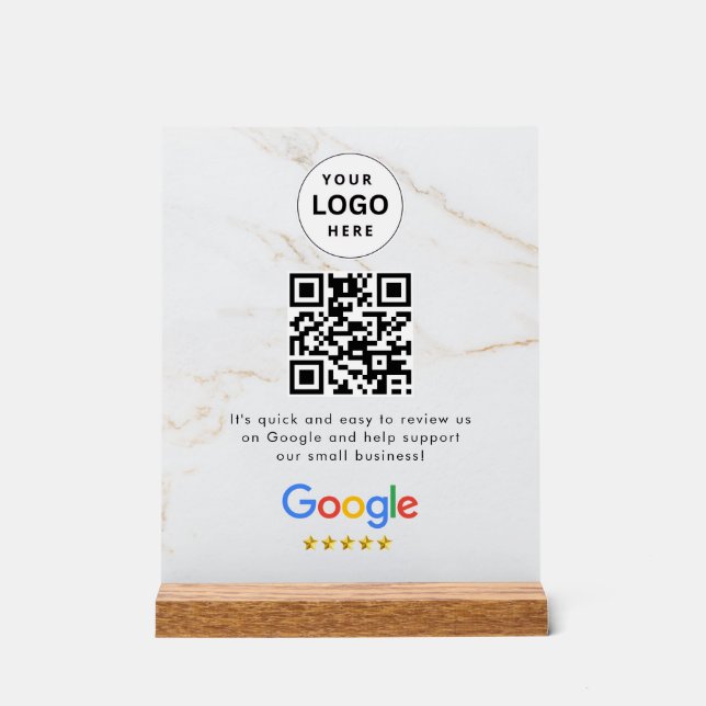 Panneau En Acrylique Pancarte de tablette de code QR de critiques Googl (Recto)