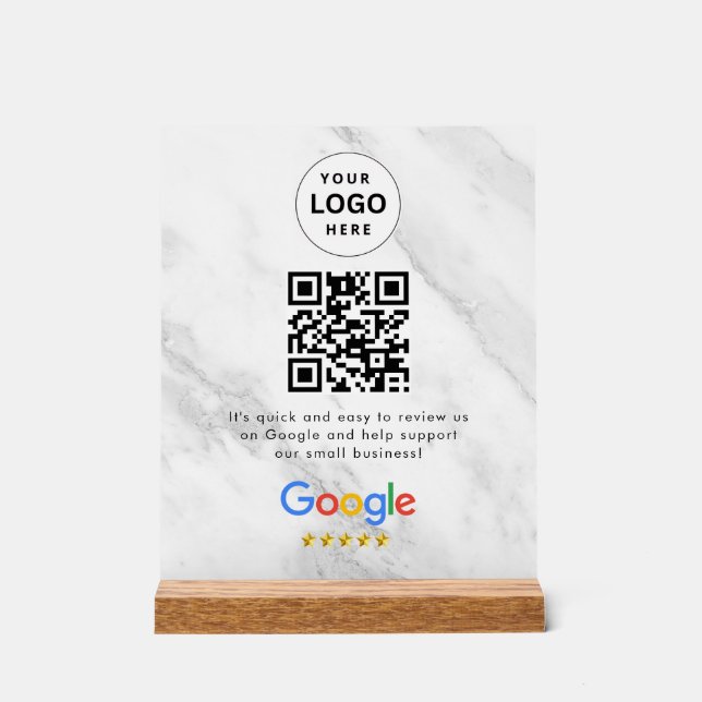 Panneau En Acrylique Pancarte de tablette de code QR de critiques Googl (Recto)