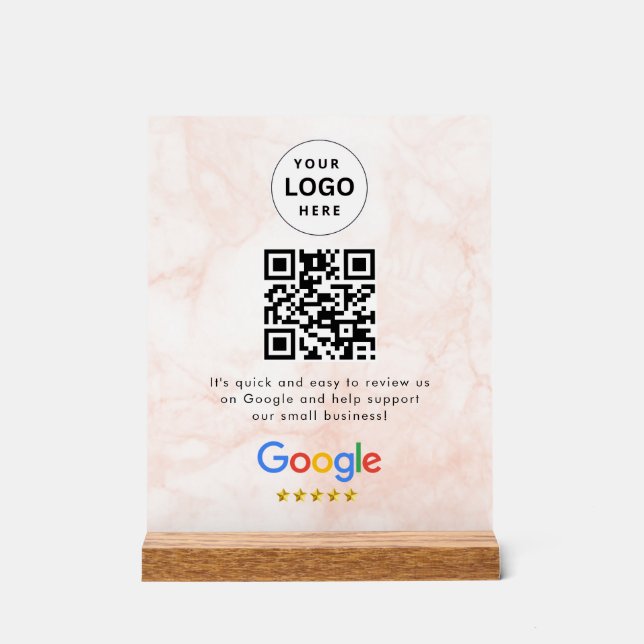 Panneau En Acrylique Pancarte de tablette de code QR de critiques Googl (Recto)