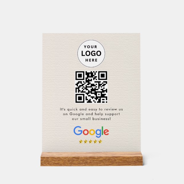 Panneau En Acrylique Pancarte de tablette de code QR de critiques Googl (Recto)