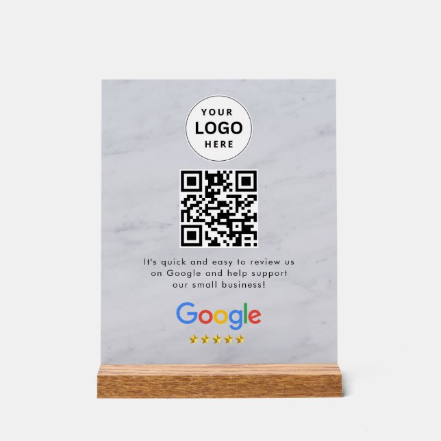 Panneau En Acrylique Pancarte de tablette de code QR de critiques Googl (Recto)