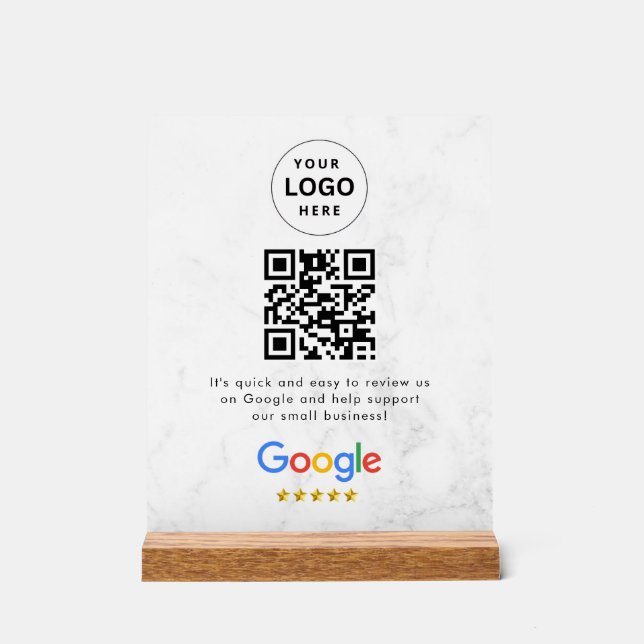 Panneau En Acrylique Pancarte de tablette de code QR de critiques Googl (Recto)