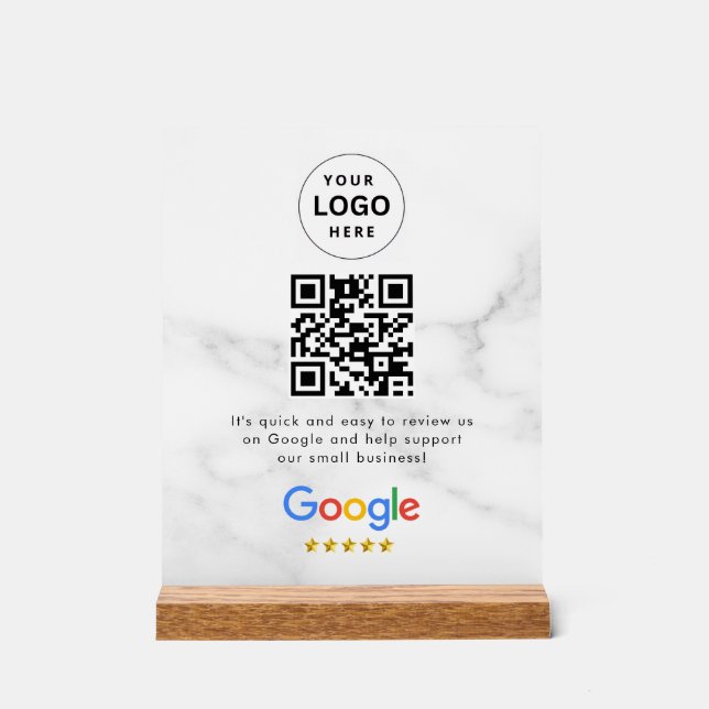Panneau En Acrylique Pancarte de tablette de code QR de critiques Googl (Recto)