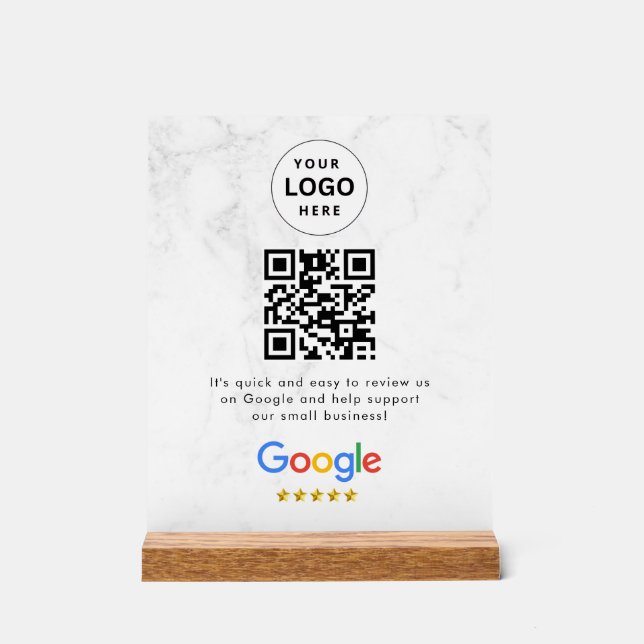 Panneau En Acrylique Pancarte de tablette de code QR de critiques Googl (Recto)