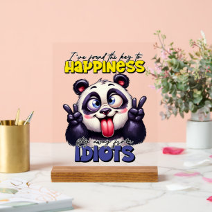 Panneau En Acrylique Panda drôle avec sarcasme mot art
