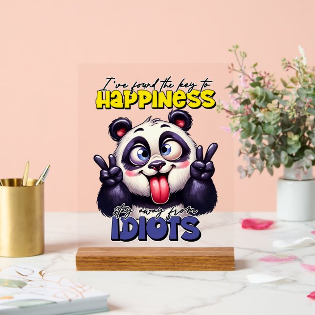 Panneau En Acrylique Panda drôle avec sarcasme mot art (Mariage)