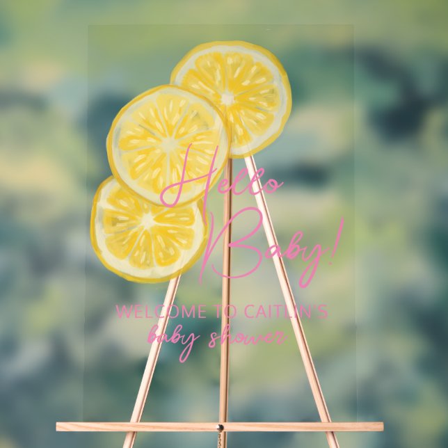 Panneau En Acrylique Panneau acrylique citron baby shower de bienvenue (Neutre)