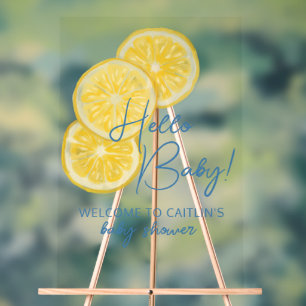 Panneau En Acrylique Panneau acrylique citron baby shower de bienvenue
