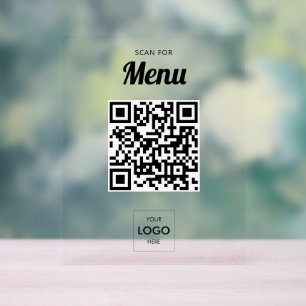 Panneau En Acrylique Panneau acrylique du code QR du menu professionnel