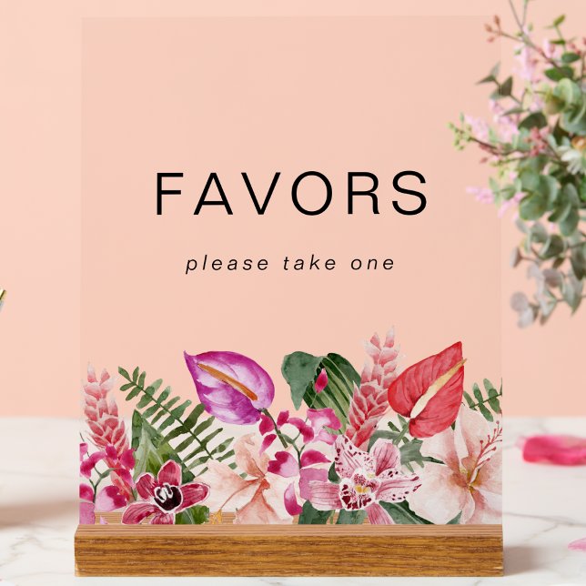 Panneau En Acrylique Panneau Acrylique Fleurs Tropicales (Tropical Floral Favors Acrylic Sign by Painted Paperie
)