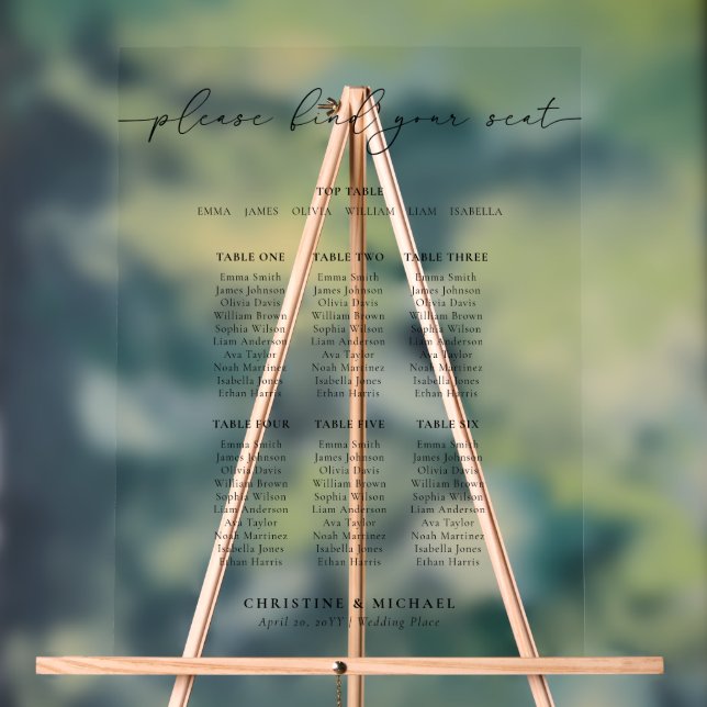 Panneau En Acrylique Panneau acrylique moderne Mariage 7 tables (Neutre)