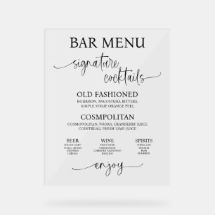 Panneau En Acrylique Panneau de menu Mariage acrylique