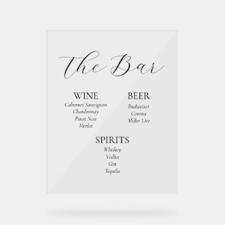 Panneau En Acrylique Panneau de menu Mariage acrylique