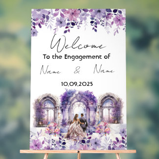 Panneau En Acrylique Panneau Fiançailles floral acrylique violet