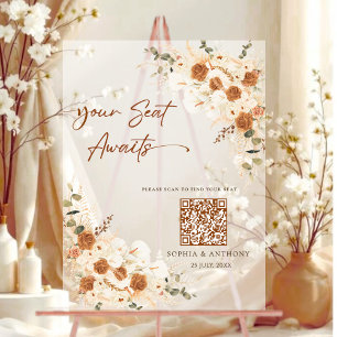Panneau En Acrylique Panneau Mariage acrylique du tableau de sièges QR