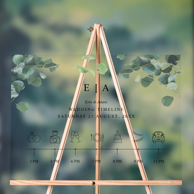 Panneau En Acrylique Panneau Mariage vert acrylique - Mariage chronolog (Neutre)