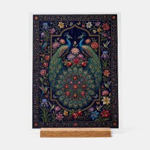 Panneau En Acrylique Paon Ornemental Orné Élégant Botanique Fleece