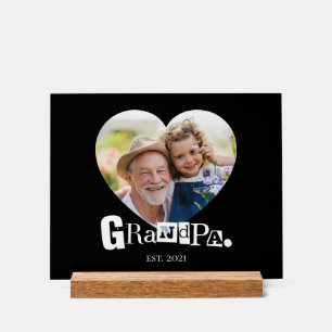 Panneau En Acrylique Papa a établi un cadeau photo pour grand-père cœur