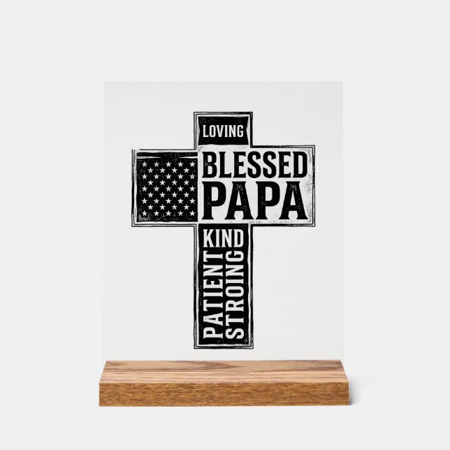 Panneau En Acrylique Papa béni Croix Christian Vintage Typographie De (Recto)