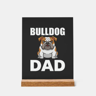 Panneau En Acrylique Papa Bouledogue Dessin Animé Amateur de Chien