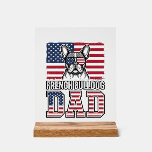 Panneau En Acrylique Papa Bouledogue Français Patriotique Vintage