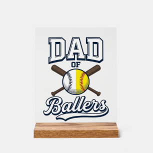 Panneau En Acrylique Papa de Ballers Baseball Softball Design Vintage_1