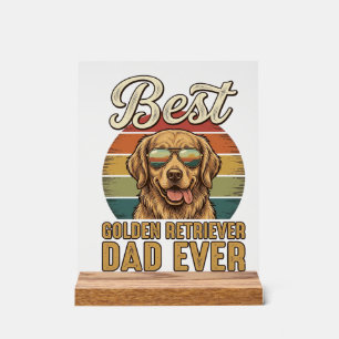 Panneau En Acrylique Papa Golden Retriever Toujours T-Shirt Vintage Cou
