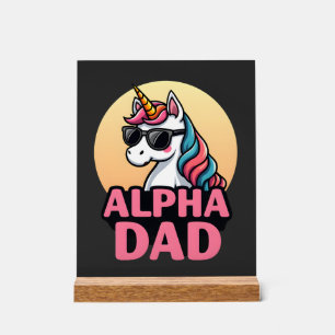 Panneau En Acrylique Papa licorne drôle Laufey hommes Fête des Pères No