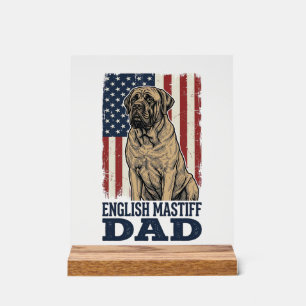 Panneau En Acrylique Papa Mastiff Anglais Design de chien vintage patri