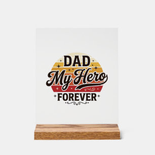 Panneau En Acrylique Papa Mon Héros Pour Toujours Design de Chemise Rét