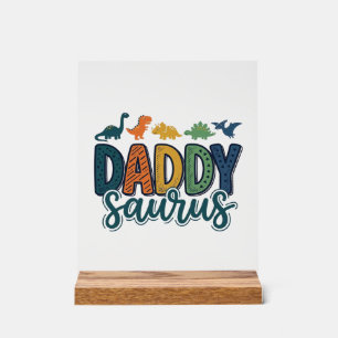 Panneau En Acrylique Papa Saurus Mignon Papa Dinosaure Conception Vecto