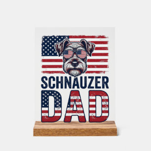 Panneau En Acrylique Papa Schnauzer Patriotique Vintage Chien
